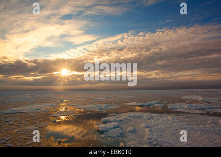 Summer pack di ghiaccio nel tramonto, Norvegia Foto Stock