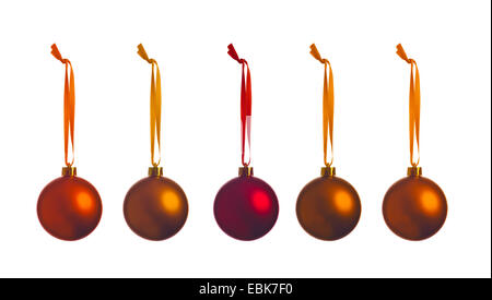 Natale bulbi decorativi isolati su sfondo bianco Foto Stock