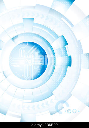 Tecnologia astratta blu sullo sfondo bianco. Foto Stock