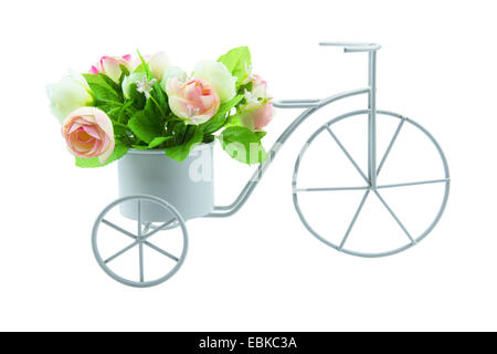 Simulazione di triciclo con profumo fiore. isolato su sfondo bianco Foto Stock