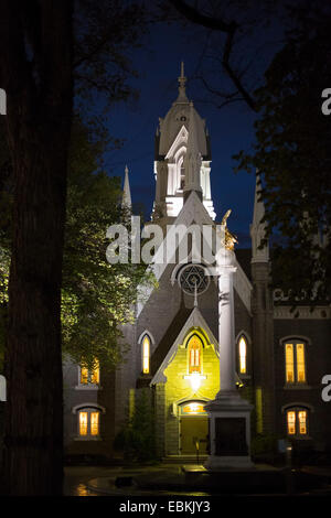 Salt Lake City, Utah - La Piazza del Tempio Assembly Hall della Chiesa di Gesù Cristo dei Santi degli Ultimi Giorni (mormoni). Foto Stock