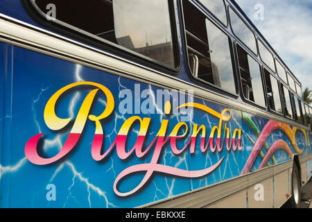 Maurizio, Port Louis, arte popolare, City Bus Station, airbrushed lato di Rajendra bus locale Foto Stock