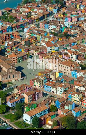 Vista aerea di isola di Burano, laguna di Venezia, Italia e Europa Foto Stock