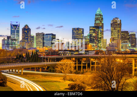Charlotte, North Carolina, Stati Uniti d'America skyline del centro. Foto Stock