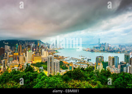 Hong Kong Cina skyline della città da Braemer Hill. Foto Stock