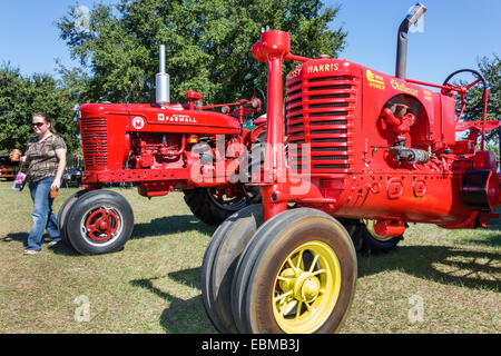 Lago Wales Florida,Lago Wailes,parco pubblico,Pioneer Days,festival,evento annuale,celebrazione,rosso,antiquariato,trattori,vendita prodotti display,Massey-ha Foto Stock