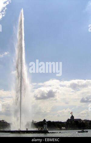 La fontana Jet d'Eau a Ginevra, Svizzera. Foto Stock