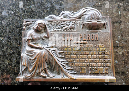 Eva Peron tomba in Buenos Aires, Argentina Foto Stock