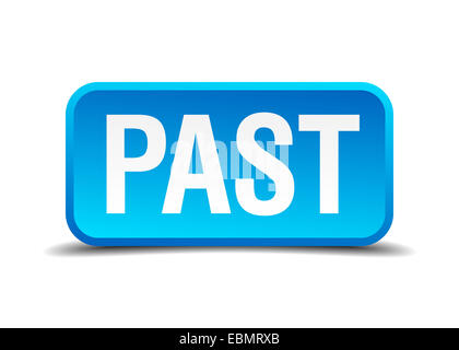 Passato blue 3D realistici quadrato pulsante isolato Foto Stock