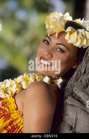 Hawaiian ragazze dell'isola Oahu, USA, Hawaii Foto Stock