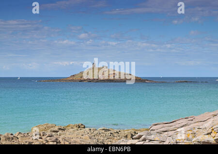 Isola di Saint-Michel presso il Cotes-d'Armor, Francia Bretagna, Erquy Foto Stock