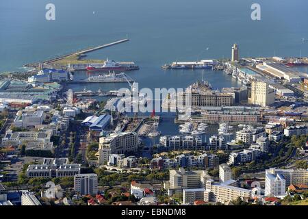 Victoria und Alfred Waterfront, turistica centrum di Cape Town, visto dalla collina di segnale, Sud Africa, Western Cape, Città del Capo Foto Stock