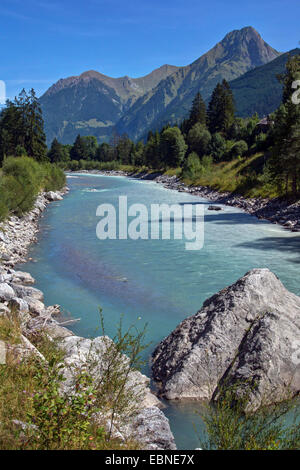 Fiume balumina e Lechtal Alpi, Austria, Tirolo, Lechtaler Alpen, Haeselgehr Foto Stock