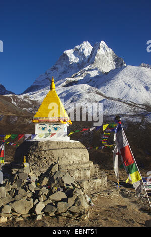 Ama Dablam vista da Dingboche, Nepal, Himalaya, Khumbu Himal Foto Stock