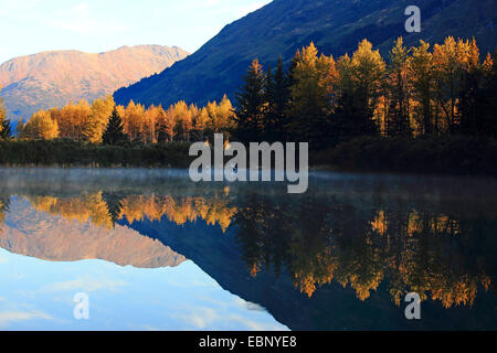 Paesaggio autunnale con lago alla Chugach National Forest, Stati Uniti d'America, Alaska Foto Stock