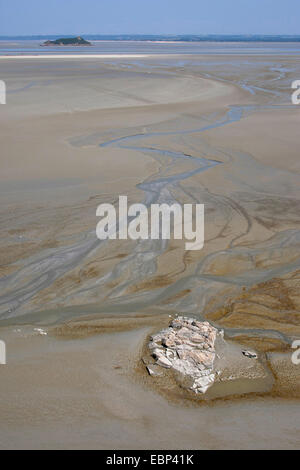 Sandy estuario a bassa marea, Francia, Brittany Foto Stock