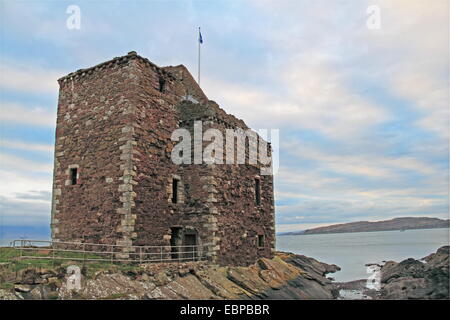 Il castello di Portencross, testa di Farland, West Kilbride, North Ayrshire, in Scozia, Gran Bretagna, Regno Unito, Gran Bretagna, Europa Foto Stock