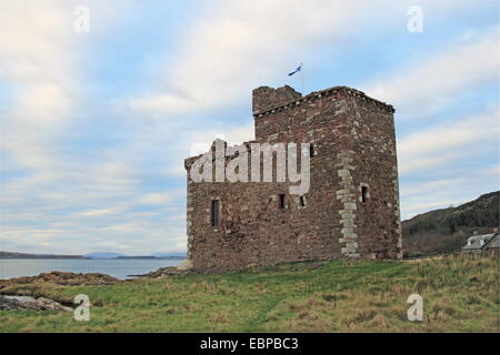 Il castello di Portencross, testa di Farland, West Kilbride, North Ayrshire, in Scozia, Gran Bretagna, Regno Unito, Gran Bretagna, Europa Foto Stock