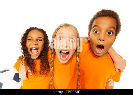 Urlando felice soccer team kids Foto Stock