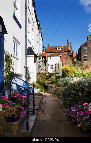 Bella strada laterale in Robin cappe Bay, Yorkshire, Inghilterra, Regno Unito, Europa Foto Stock