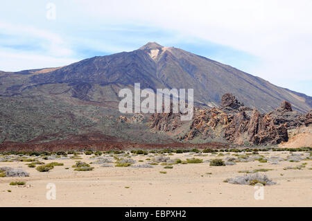 El Parco Nazionale del Teide con brulla Llano de Ucanca vallata a Tenerife (Spagna) Foto Stock