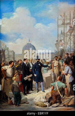 ActiveMuseum 0001920.jpg / Napoleon III visitando il sito del Louvre, 1854 - Nicolas Gosse Olio su tela 25/09/2013 - / xix secolo Collezione / Museo attivo Foto Stock