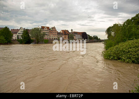 Alluvione del fiume Danubio a Ulm in Germania Baden-Wuerttemberg, Ulm Foto Stock