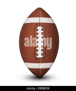 Tradizionale american football palla, con lacci e strisce bianche isolate su uno sfondo bianco con tracciato di ritaglio e di ombra. Foto Stock