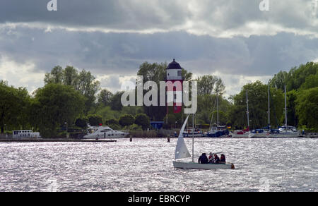 Faro Brinkamahof e marina, Germania, Brema e Bremerhaven Foto Stock