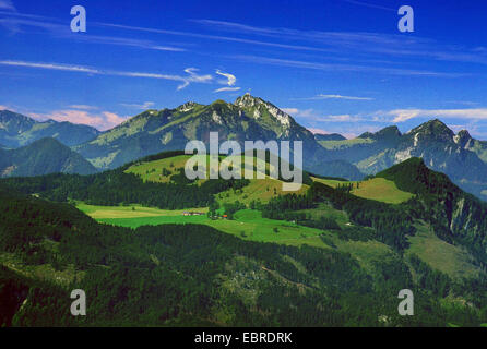 Vista sul Wendelstein, visto da Kranzhorn, in Germania, in Baviera, Alta Baviera, Baviera superiore Foto Stock