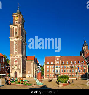 Piazza del mercato con il municipio e St Lamberti Chiesa, in Germania, in Renania settentrionale-Vestfalia, Coesfeld Foto Stock