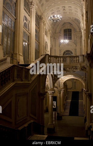 Vista di Palazzo Madama la grande scala di Torino, Italia. Foto Stock