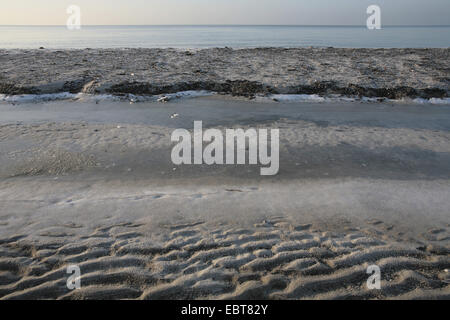 Il ghiaccio sulla spiaggia, Germania, Meclemburgo-Pomerania, Nationalpark Vorpommersche Boddenlandschaft, Darss Foto Stock