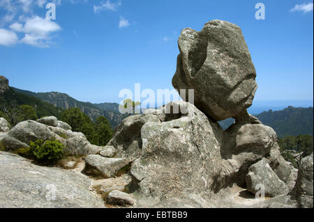 Formazione di roccia di l'Ospedale di montagna, Francia, Corsica, Porto-Vecchio Foto Stock