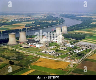 Centrale nucleare di Biblis al fiume Reno, Germania, Hesse, Biblis Foto Stock