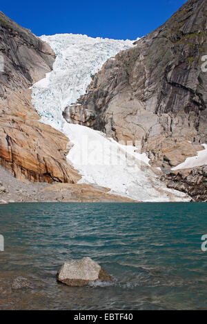 Briksdalsbreen Glacier, Norvegia, Jostedalsbreen Parco Nazionale Foto Stock