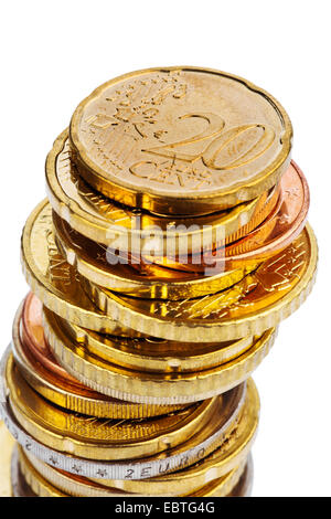 Pila di monete di centesimi di euro Foto Stock