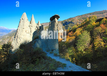 Piramidi di Euseigne, Svizzera Vallese Foto Stock