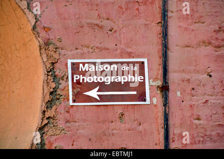 Segno 'Maison de la Photographie', Marocco, Marrakech Foto Stock
