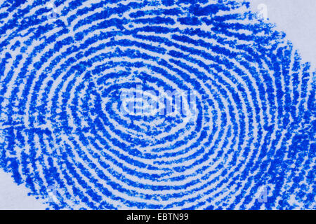 Impronta digitale fissa con un inchiostro di un tampone di stam Foto Stock