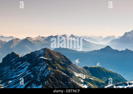 Massiccio Jungfrau da Schilthorn picco, Svizzera, Oberland bernese Foto Stock