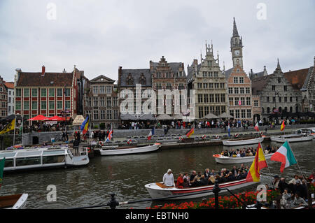 Graslei e guildhalls, Belgio, Fiandre, Gent Foto Stock
