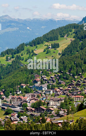 Wengen nella valle di Lauterbrunnen, Svizzera Oberland bernese Foto Stock