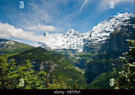 Massiccio Jungfrau, Svizzera Oberland Bernese, Muerren Foto Stock