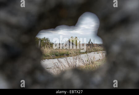 Kolkhoz nel villaggio Korohod, Chernobyl Zona di esclusione, Ucraina Foto Stock