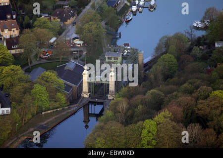 Museo del patrimonio industriale nave Henrichenburg Sollevamento a Dortmund Ems canale in mattinata, in Germania, in Renania settentrionale-Vestfalia, la zona della Ruhr, Waltrop Foto Stock