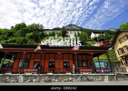 Stazione ferrovia cog a monte Pilatus, Svizzera, Alpnachstad Foto Stock