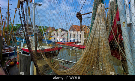 Gamberetti in porto, Germania, Bassa Sassonia, Neuharlingersiel Foto Stock