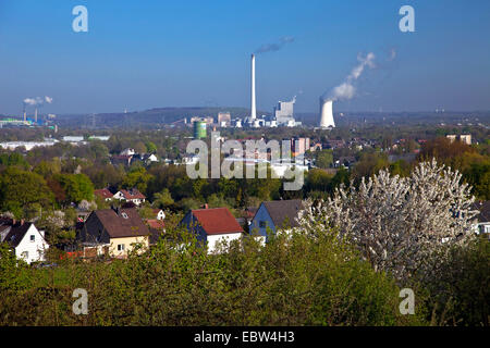 Vista da Tippelsberg alla stazione di alimentazione di Herne, Germania, Renania settentrionale-Vestfalia, la zona della Ruhr, Bochum Foto Stock