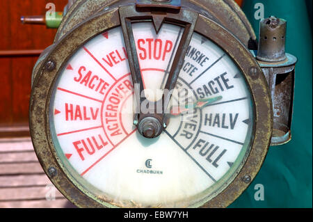 Ordine del motore telegraph su una nave del ponte superiore Foto Stock